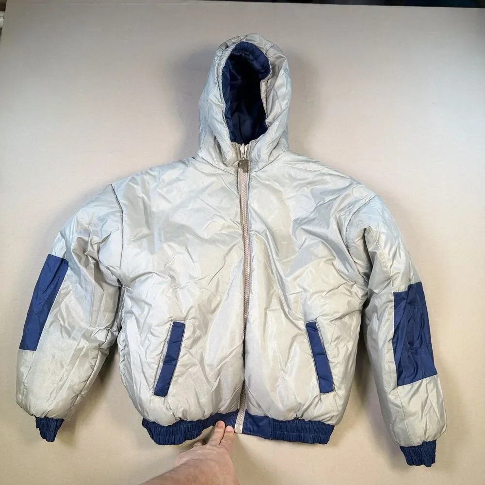 VTG 90s PRO PLAYER New England Patriots NFL Puffer Jacket Blue Youth XL Coat